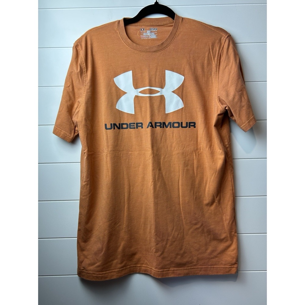 Under Amour Loose Heatgear Orange Logo Tshirt Mens Medium